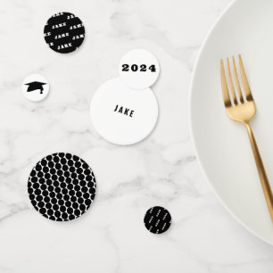 Confettis Graduation Noir & Blanc