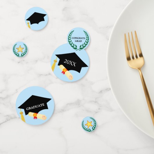 Confettis Graduation noir casquette, laurier & étoiles Confe (Groupe)