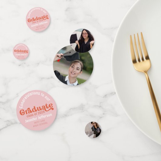 Confettis Graduation Party les années 70 orange et rose (Groupe)