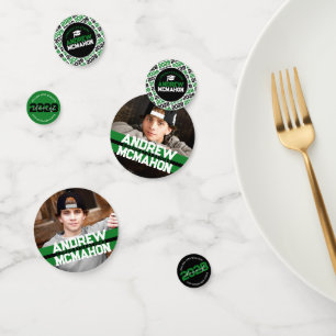 Confettis Green & Black Graduation Photo Parti personnalisé