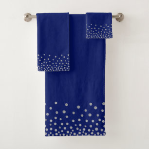Confettis gris argent élégants sur fond bleu marin