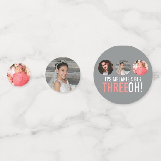 Confettis Gris et rose 30e THREEOH! photo graphique d'annive (Devant)