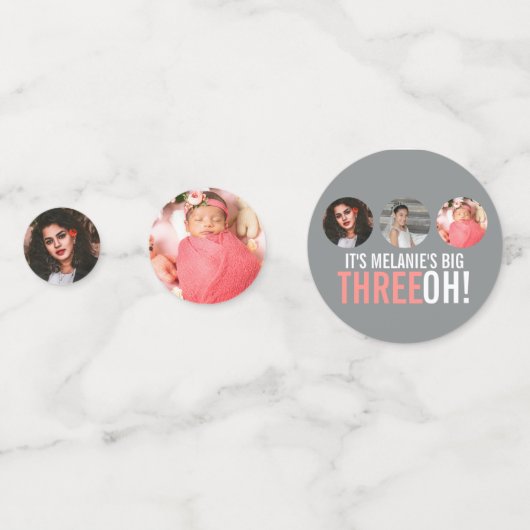 Confettis Gris et rose 30e THREEOH! photo graphique d'annive (Derrière)