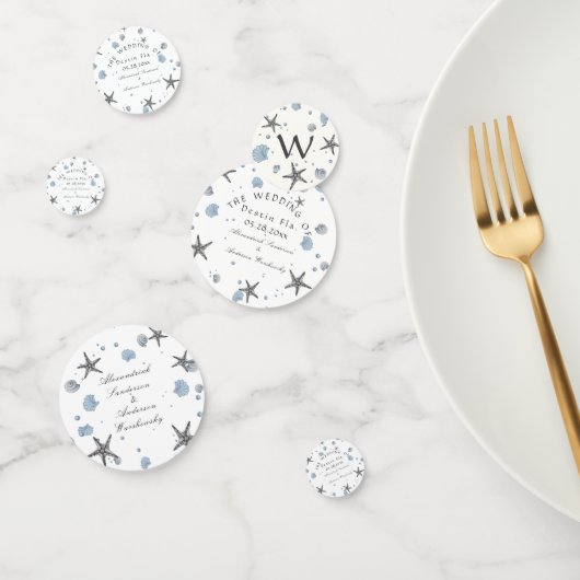 Confettis Gris Starfish Blue Beach Wedding (Groupe)