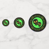 Confettis Halloween Crânes Noirs Vert Jaune (Derrière)