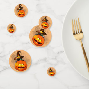 Confettis Halloween Cute Kitty Witch et ami Citrouille