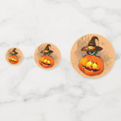 Confettis Halloween Cute Kitty Witch et ami Citrouille (Devant)