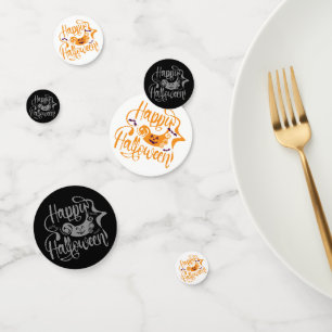 Confettis Happy Halloween chauves-souris Jack-o'-lantern