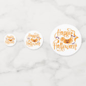 Confettis Happy Halloween chauves-souris Jack-o'-lantern (Devant)
