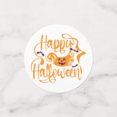 Confettis Happy Halloween chauves-souris Jack-o'-lantern (Petit recto)