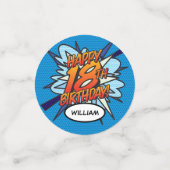 Confettis HEUREUX 18E ANNIVERSAIRE Fun Retro Comic Book (Petit recto)