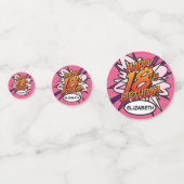 Confettis HEUREUX 18E ANNIVERSAIRE Rose amusant Retro Comic  (Derrière)