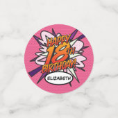 Confettis HEUREUX 18E ANNIVERSAIRE Rose amusant Retro Comic  (Petit recto)