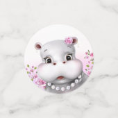 Confettis Hippo rose florale fille anniversaire (Petit recto)