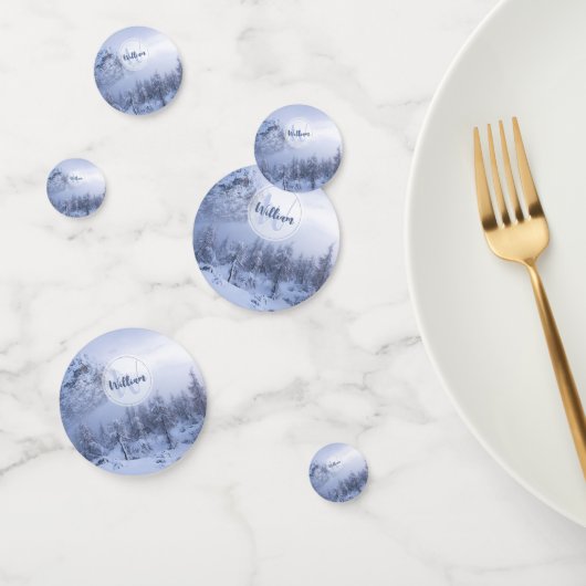 Confettis Hiver merveilleux brouillard épinette forêt neige (Groupe)