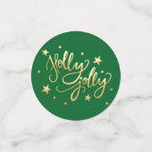 Confettis Holly Jolly | Élégant script de faux or (Petit recto)