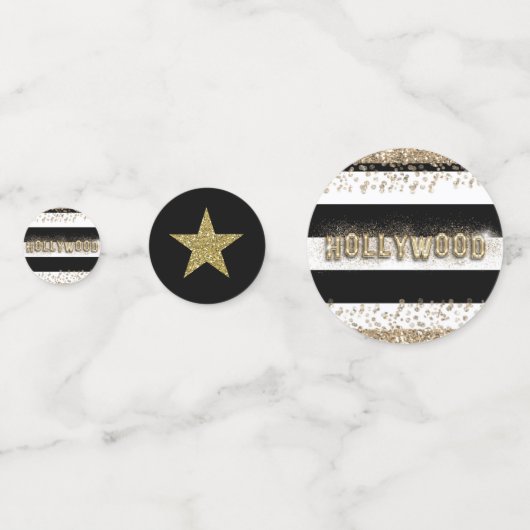 Confettis Hollywood Black & White Gold Parties scintillant S (Devant)