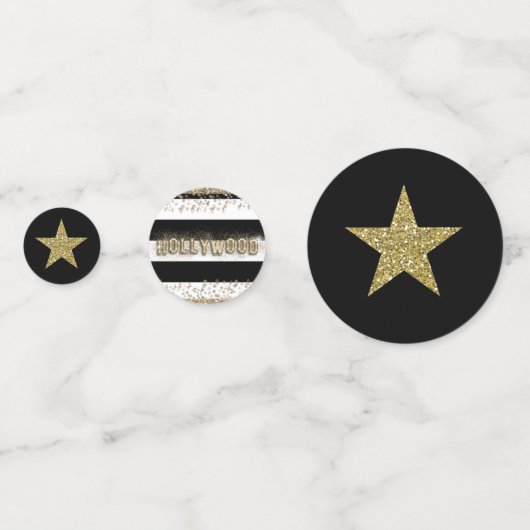 Confettis Hollywood Black & White Gold Parties scintillant S (Derrière)