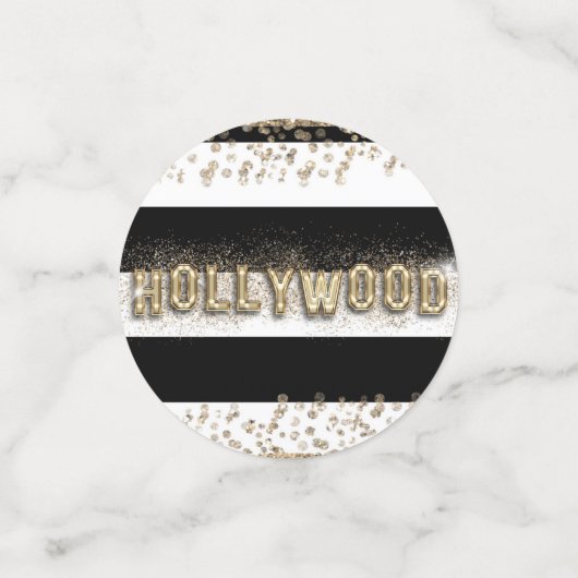 Confettis Hollywood Black & White Gold Parties scintillant S (Petit recto)