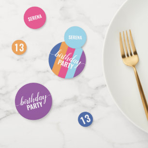 Confettis Horloge couleur vive et audacieuse Anniversaire