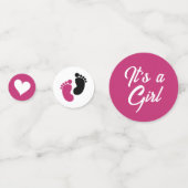 Confettis Hot rose noir & blanc C'est un Baby shower fille (Derrière)