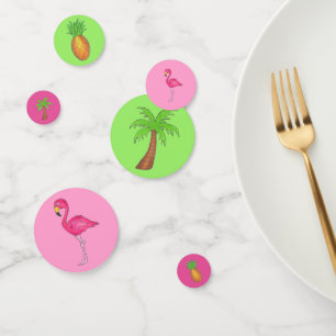 Confettis Ile tropicale Palm Tree Ananas Flamant rose rose