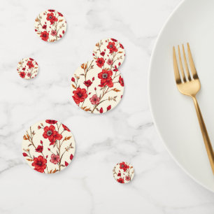 Confettis Illustration botanique rouge vibrante