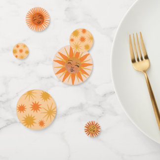 Confettis Illustration de l'aquarelle orange Sun Face