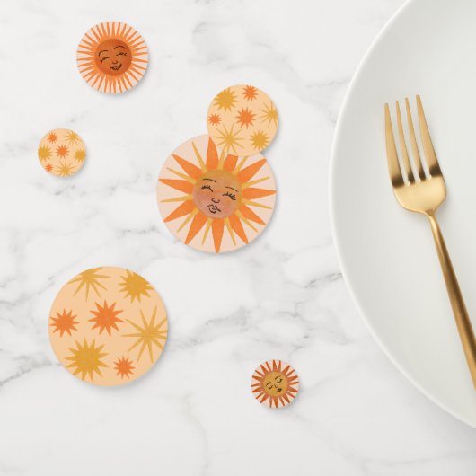 Confettis Illustration de l'aquarelle orange Sun Face (Groupe)