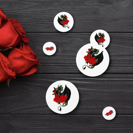 Confettis Imaginaire de Roses rouges Dragon Noir