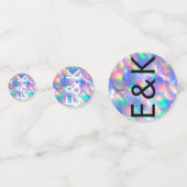 Confettis Iridescente Ultra Moderne Mariage Monogramme (Derrière)