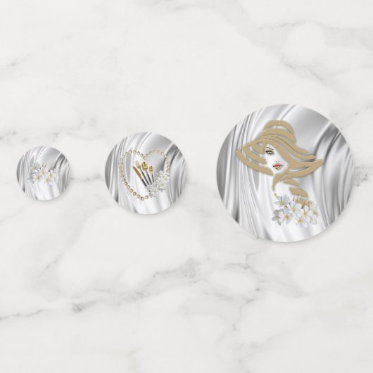 Confettis Ivoire, Vert, Bleu, or Mariage de soie et perles e (Devant)