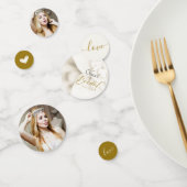 Confettis Ivory Bloom & Elegant Gold Script Fête des mariées (Groupe)