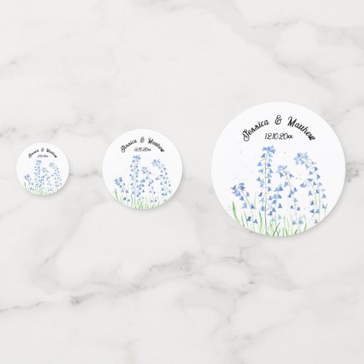 Confettis Jacinthes Bleu floral Aquarelle Mariages (Derrière)