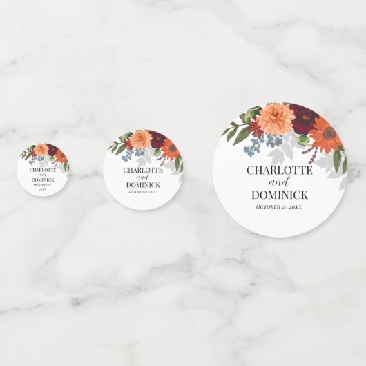 Confettis Jardin d'automne de Bourgogne Mariage floral (Derrière)