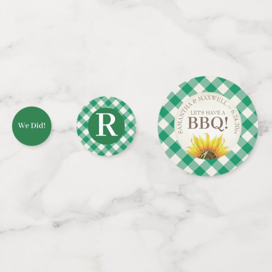 Confettis Je fais un BBQ Green Gingham Shower de Mariage (Devant)