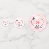 Confettis Joli 99ème anniversaire de design fleuri rose (Derrière)