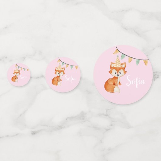 Confettis Joli Boulon rose d'anniversaire de Fox mignonne (Devant)