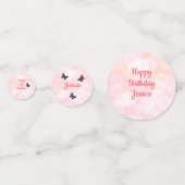 Confettis Joli floral rose Joyeux 21e anniversaire design (Devant)