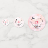 Confettis Joli floral rose Joyeux 21e anniversaire design (Derrière)