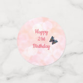 Confettis Joli floral rose Joyeux 21e anniversaire design (Petit recto)
