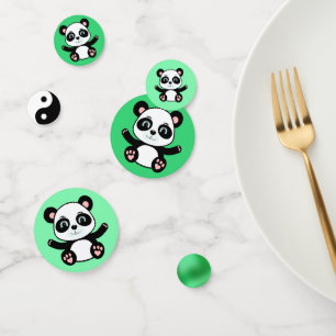 Confettis Joli ours panda sur fond vert