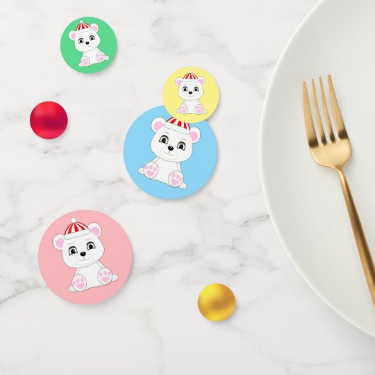 Confettis Joli ours polaire sur multicolore (Groupe)