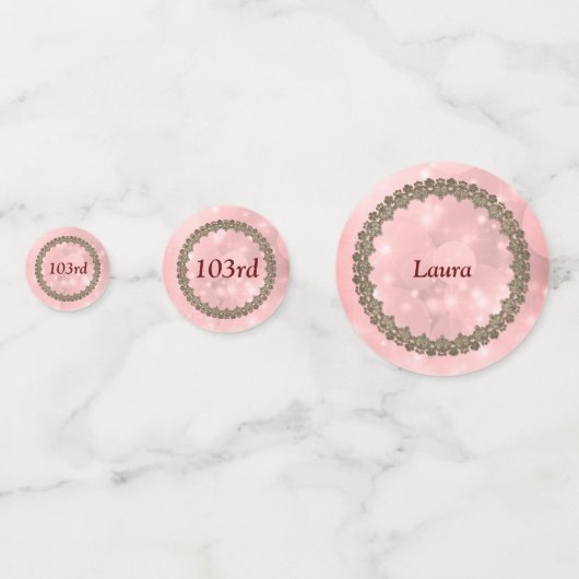 Confettis Joli rose brillant Joyeux 103e anniversaire (Devant)