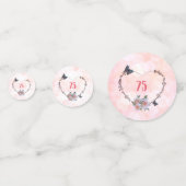 Confettis Joli rose floral Joyeux 75ème anniversaire design (Derrière)