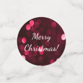 Confettis Joli rouge et vert Joyeux Noël Bokeh Lumières (Petit recto)