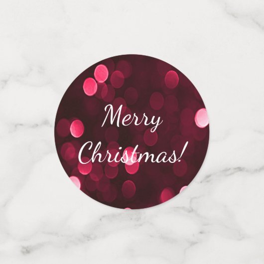 Confettis Joli rouge et vert Joyeux Noël Bokeh Lumières (Petit recto)