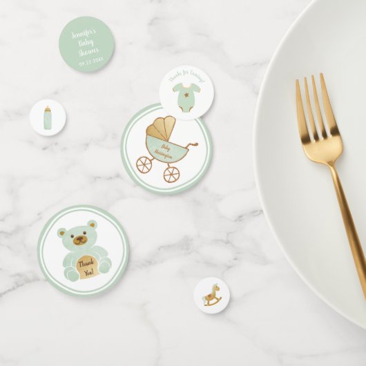 Confettis Jouets de transport rétro Baby shower en or à la m (Groupe)