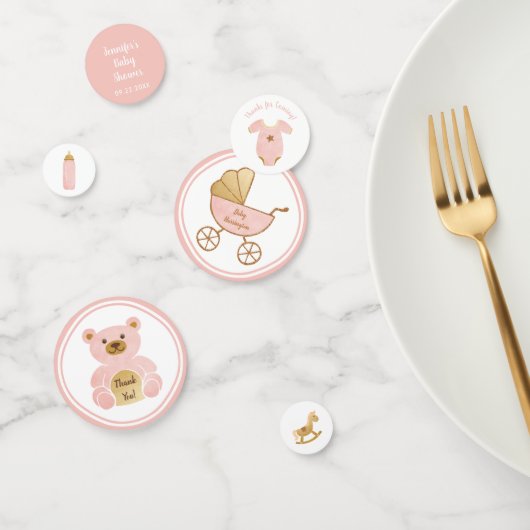 Confettis Jouets de transport rétros Bouteille rose bébé fil (Groupe)