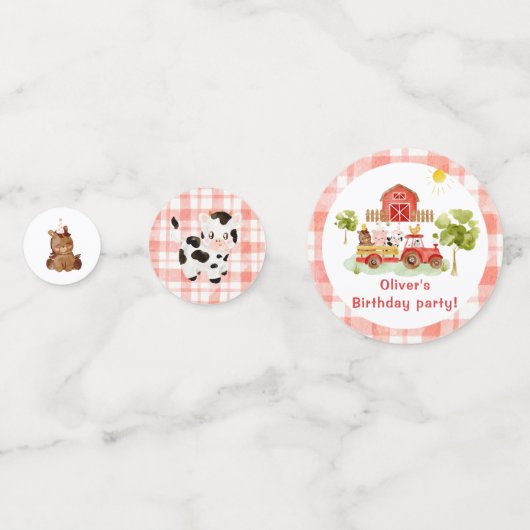 Confettis Jour d'anniversaire des animaux de ferme (Derrière)